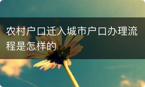 农村户口迁入城市户口办理流程是怎样的
