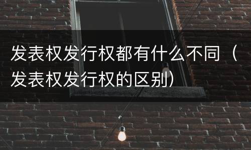 发表权发行权都有什么不同（发表权发行权的区别）