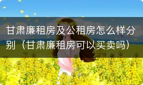 甘肃廉租房及公租房怎么样分别（甘肃廉租房可以买卖吗）