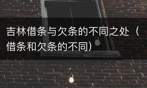 吉林借条与欠条的不同之处（借条和欠条的不同）