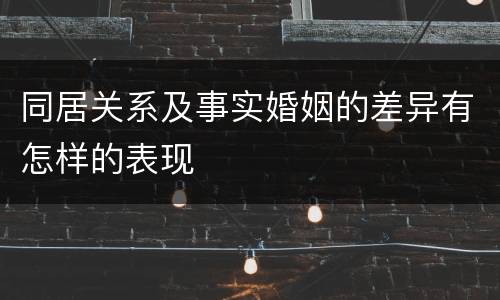 同居关系及事实婚姻的差异有怎样的表现
