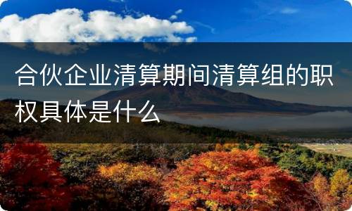 合伙企业清算期间清算组的职权具体是什么