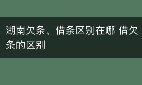 湖南欠条、借条区别在哪 借欠条的区别