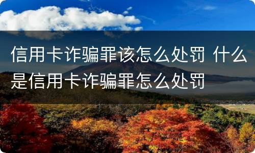 信用卡诈骗罪该怎么处罚 什么是信用卡诈骗罪怎么处罚