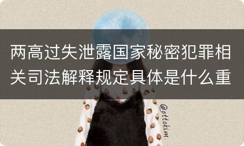 两高过失泄露国家秘密犯罪相关司法解释规定具体是什么重要内容