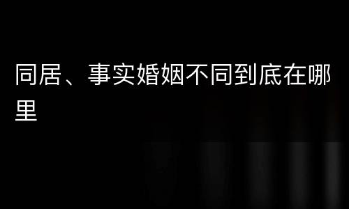 同居、事实婚姻不同到底在哪里
