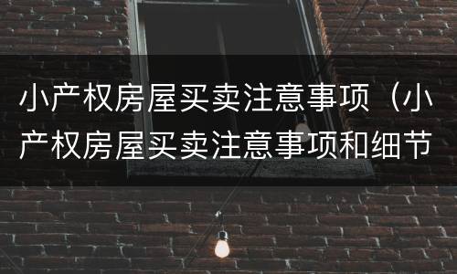 小产权房屋买卖注意事项（小产权房屋买卖注意事项和细节）