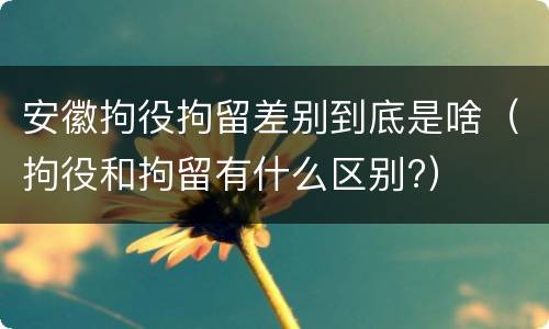 安徽拘役拘留差别到底是啥（拘役和拘留有什么区别?）