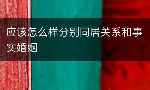 应该怎么样分别同居关系和事实婚姻