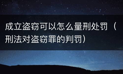 成立盗窃可以怎么量刑处罚（刑法对盗窃罪的判罚）