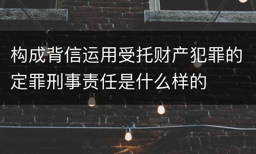 构成背信运用受托财产犯罪的定罪刑事责任是什么样的