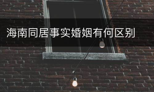 海南同居事实婚姻有何区别