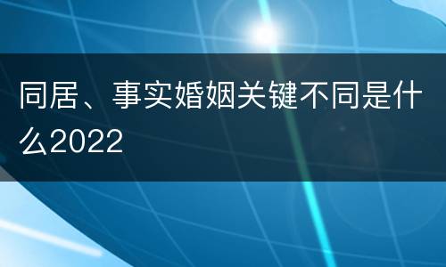 同居、事实婚姻关键不同是什么2022