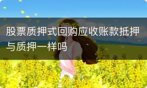 股票质押式回购应收账款抵押与质押一样吗