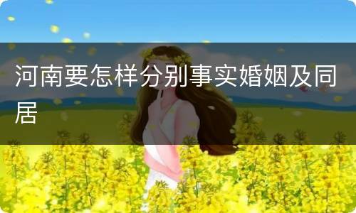 河南要怎样分别事实婚姻及同居