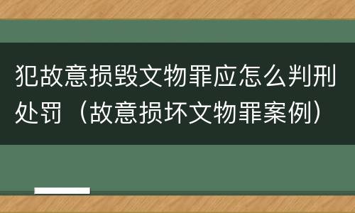 犯故意损毁文物罪应怎么判刑处罚（故意损坏文物罪案例）