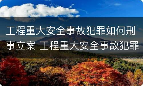 工程重大安全事故犯罪如何刑事立案 工程重大安全事故犯罪如何刑事立案审理