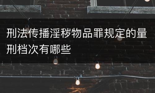 刑法传播淫秽物品罪规定的量刑档次有哪些