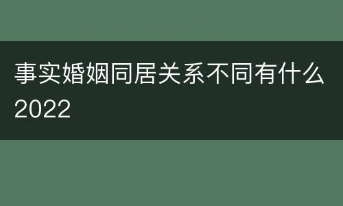 事实婚姻同居关系不同有什么2022