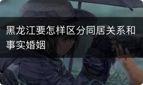 黑龙江要怎样区分同居关系和事实婚姻