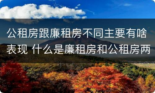 公租房跟廉租房不同主要有啥表现 什么是廉租房和公租房两个有什么特点