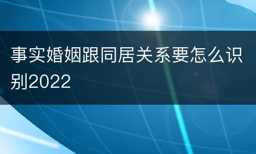 事实婚姻跟同居关系要怎么识别2022