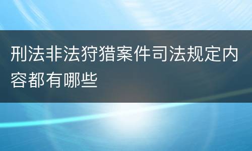 刑法非法狩猎案件司法规定内容都有哪些