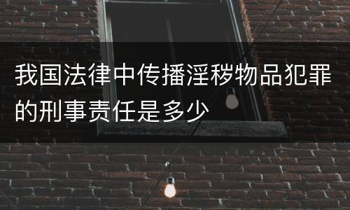 我国法律中传播淫秽物品犯罪的刑事责任是多少