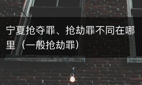 宁夏抢夺罪、抢劫罪不同在哪里（一般抢劫罪）