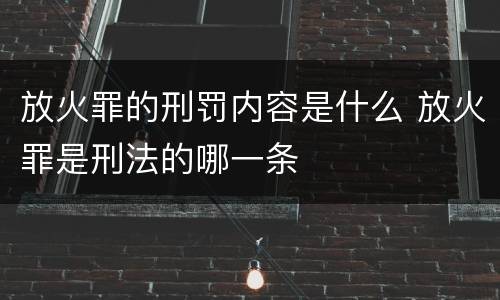 放火罪的刑罚内容是什么 放火罪是刑法的哪一条