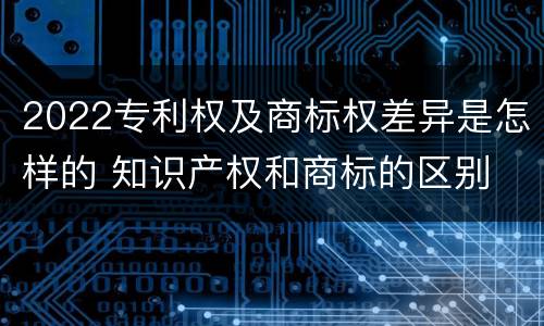 2022专利权及商标权差异是怎样的 知识产权和商标的区别