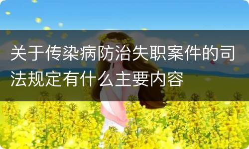 关于传染病防治失职案件的司法规定有什么主要内容