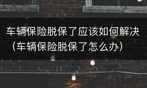 车辆保险脱保了应该如何解决（车辆保险脱保了怎么办）
