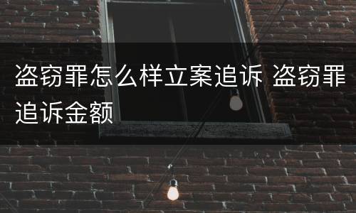 盗窃罪怎么样立案追诉 盗窃罪追诉金额