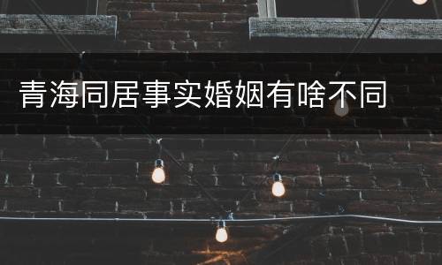 青海同居事实婚姻有啥不同