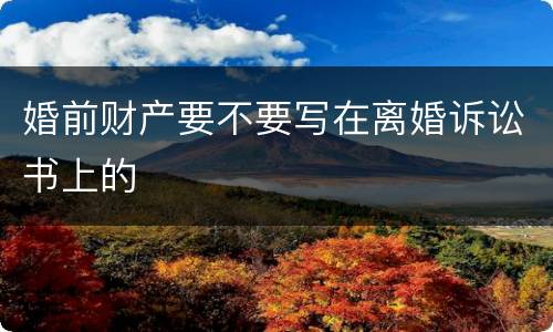 婚前财产要不要写在离婚诉讼书上的