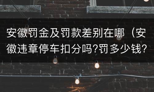 安徽罚金及罚款差别在哪（安徽违章停车扣分吗?罚多少钱?）
