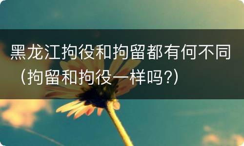 黑龙江拘役和拘留都有何不同（拘留和拘役一样吗?）