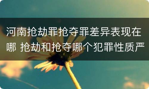 河南抢劫罪抢夺罪差异表现在哪 抢劫和抢夺哪个犯罪性质严重