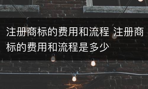 注册商标的费用和流程 注册商标的费用和流程是多少