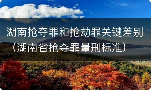 湖南抢夺罪和抢劫罪关键差别（湖南省抢夺罪量刑标准）