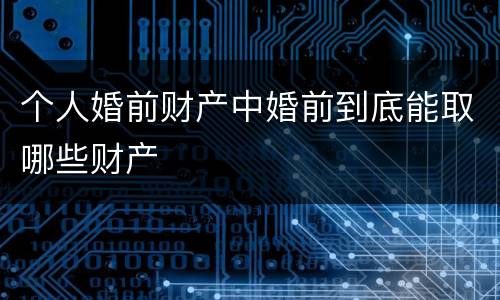 个人婚前财产中婚前到底能取哪些财产