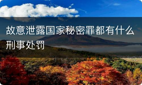 故意泄露国家秘密罪都有什么刑事处罚