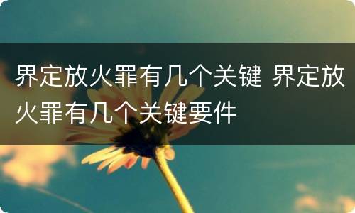界定放火罪有几个关键 界定放火罪有几个关键要件