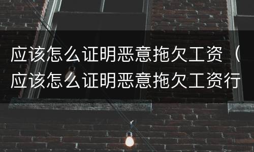应该怎么证明恶意拖欠工资（应该怎么证明恶意拖欠工资行为）