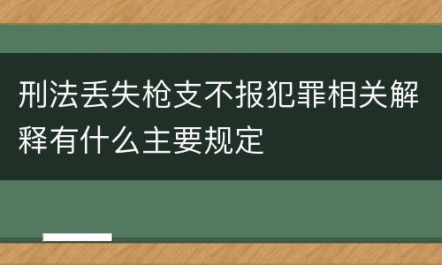 刑法丢失枪支不报犯罪相关解释有什么主要规定