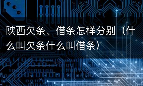 陕西欠条、借条怎样分别（什么叫欠条什么叫借条）