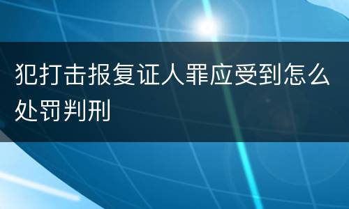 犯打击报复证人罪应受到怎么处罚判刑