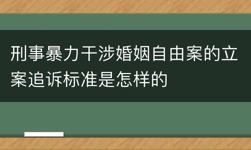 刑事暴力干涉婚姻自由案的立案追诉标准是怎样的