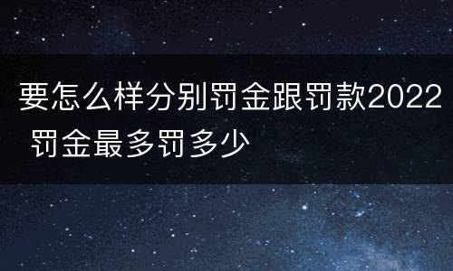 要怎么样分别罚金跟罚款2022 罚金最多罚多少